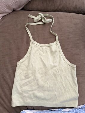 Classic Halter Ribbed Tank Top — light green